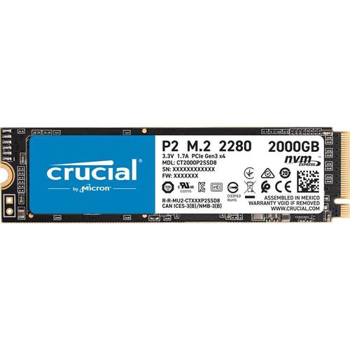 Crucial P2 2TB 2400MB/s PCIe Gen 3 NVMe M.2 (2280) SSD
