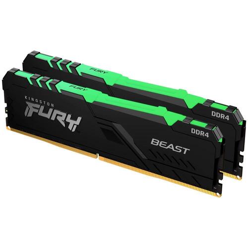 Kingston FURY Beast RGB 16GB (2x8GB) 3200MHz CL16 RGB LED Black DDR4 Desktop RAM Memory Kit