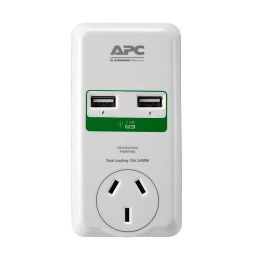 APC Essential SurgeArrest 1 Outlet 2 USB Wall Mount Surge Protector