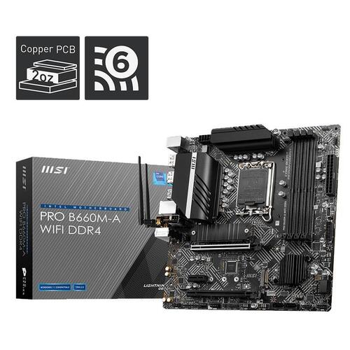 MSI PRO B660M-A WIFI DDR4 Intel LGA 1700 WiFi 6 mATX Motherboard